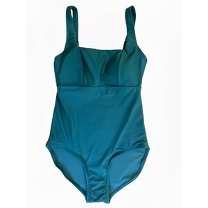 NWOT Roots One Piece Swimsuit Square Neck Adjustable Straps Teal Blue‎ Size 6